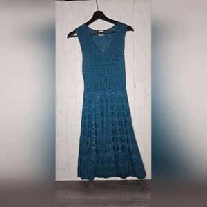 Missoni Sleeveless V-Neck Pleated Stretch Knit  Dress